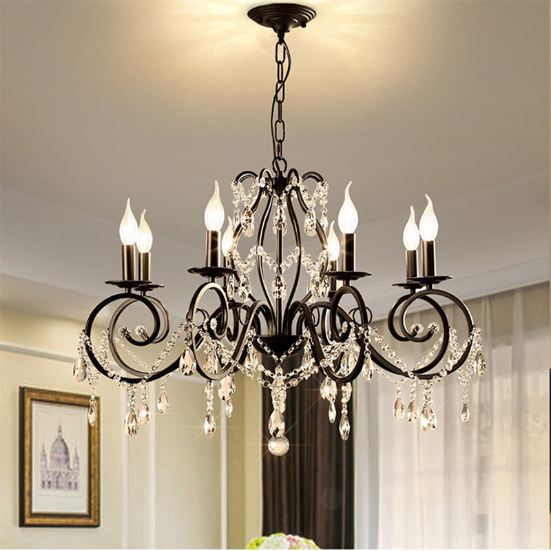 European Iron Crystal Branch Chandelier — 8 / 110V-120V For US/CA
