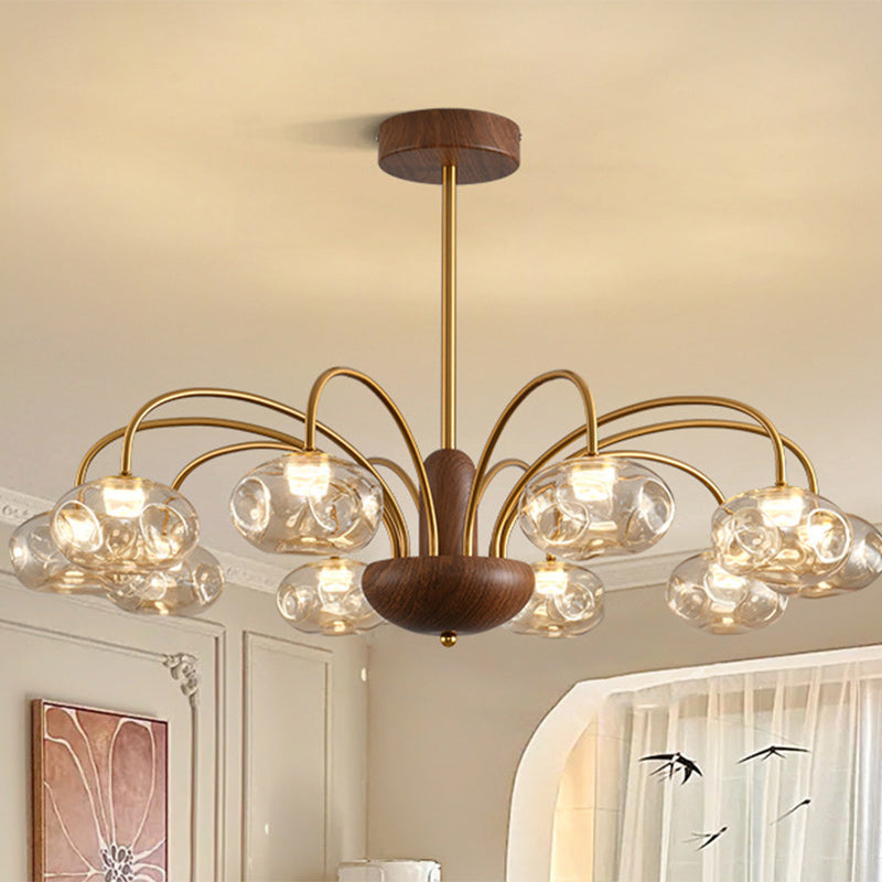 French Iron Glass Irregular Round LED Chandelier