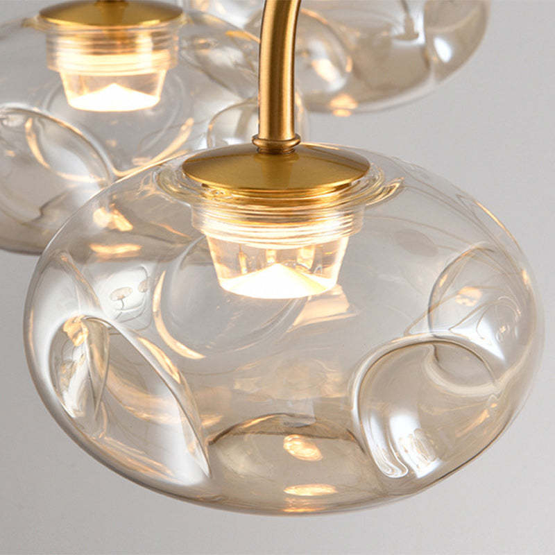 French Iron Glass Irregular Round LED Chandelier — 10 / Walnut Color + Gold - 110V-120V For US/CA / Infinitely Dimmable