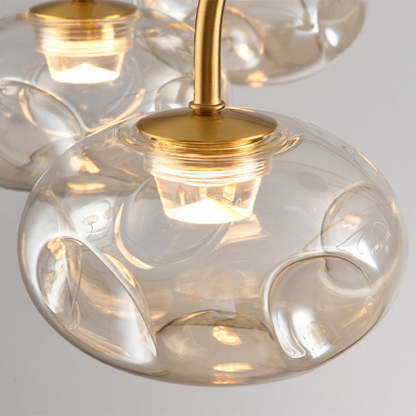 French Iron Glass Irregular Round LED Chandelier — 10 / Walnut Color + Gold - 110V-120V For US/CA / Infinitely Dimmable