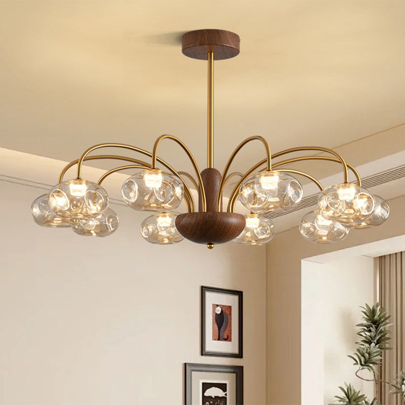 French Iron Glass Irregular Round LED Chandelier