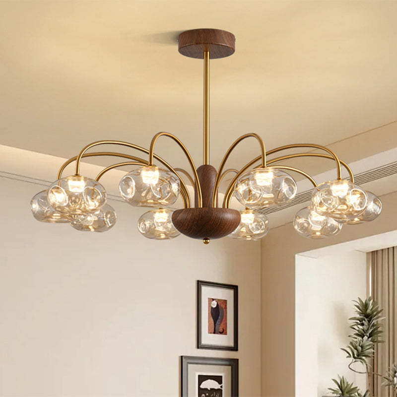 French Iron Glass Irregular Round LED Chandelier