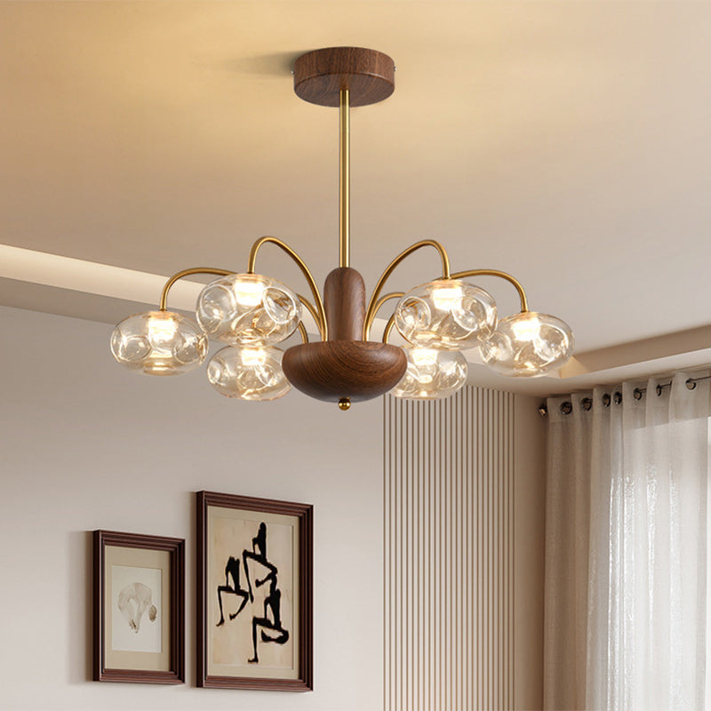 French Iron Glass Irregular Round LED Chandelier
