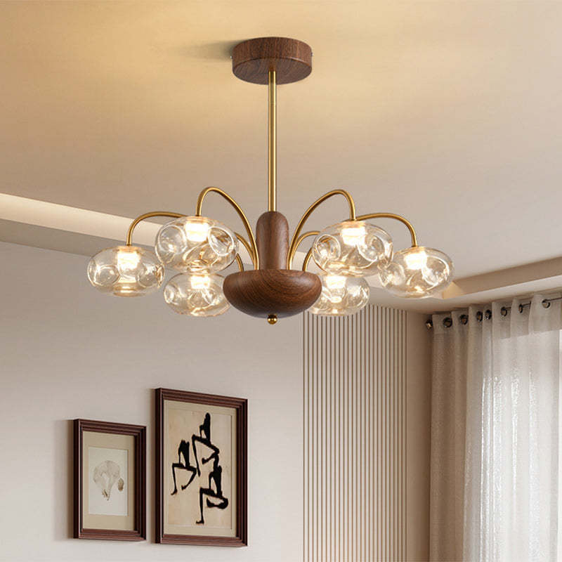 French Iron Glass Irregular Round LED Chandelier