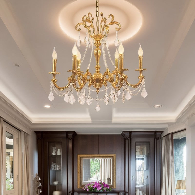 European Brass Crystal Candle Chandelier — 8 / 110V-120V For US/CA