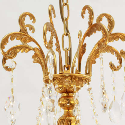 European Brass Crystal Candle Chandelier
