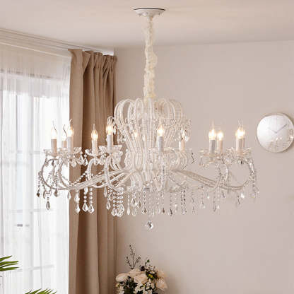 French Metal Glass Crystal Arched Candle Tassel Chandelier — 6 / 220V-240V For UK/AU