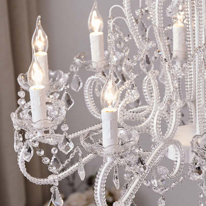French Metal Glass Crystal Arched Candle Tassel Chandelier — 12 / 220V-240V For UK/AU