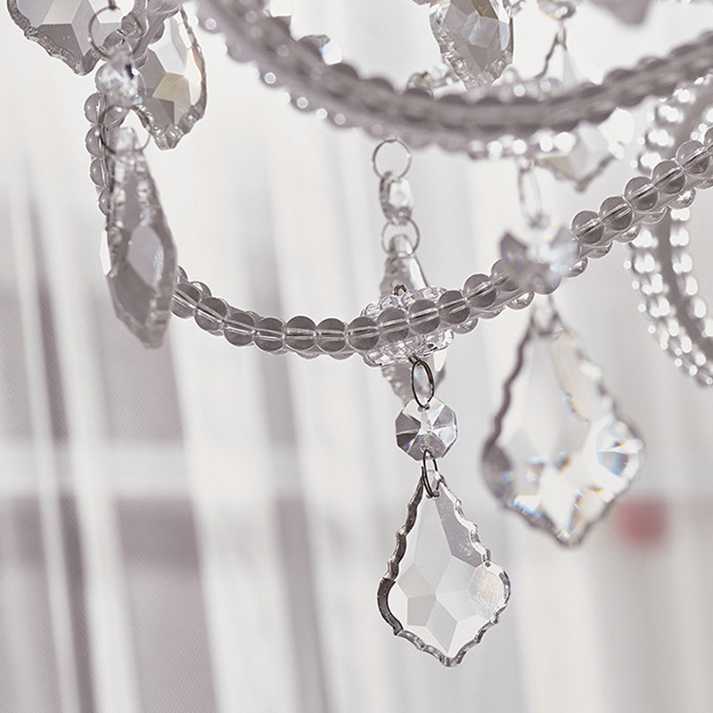 French Metal Glass Crystal Arched Candle Tassel Chandelier — 10 / 220V-240V For UK/AU
