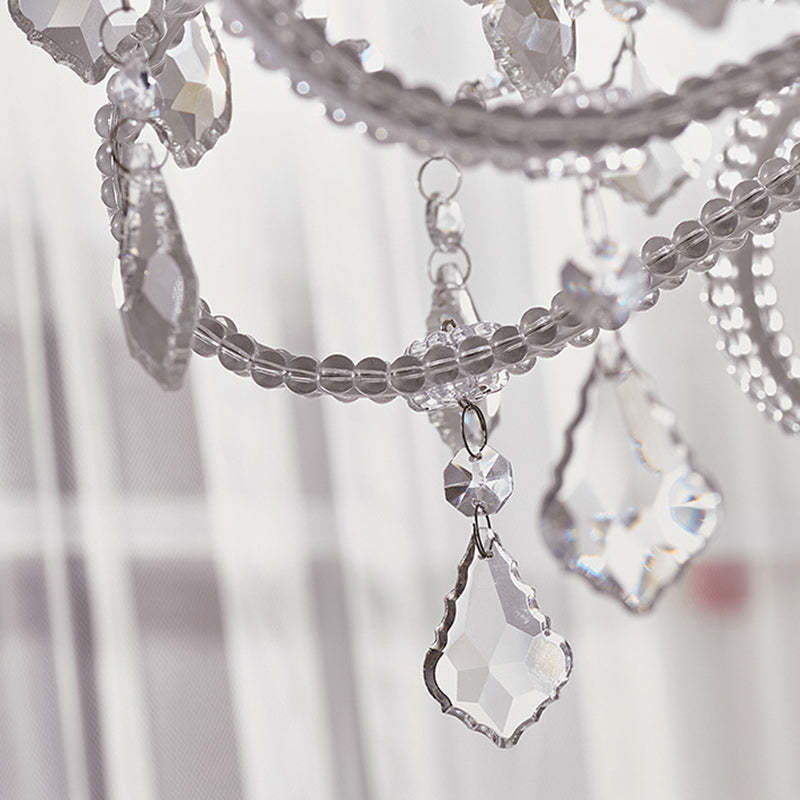 French Metal Glass Crystal Arched Candle Tassel Chandelier — 10 / 220V-240V For UK/AU