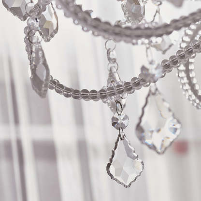 French Metal Glass Crystal Arched Candle Tassel Chandelier — 10 / 220V-240V For UK/AU