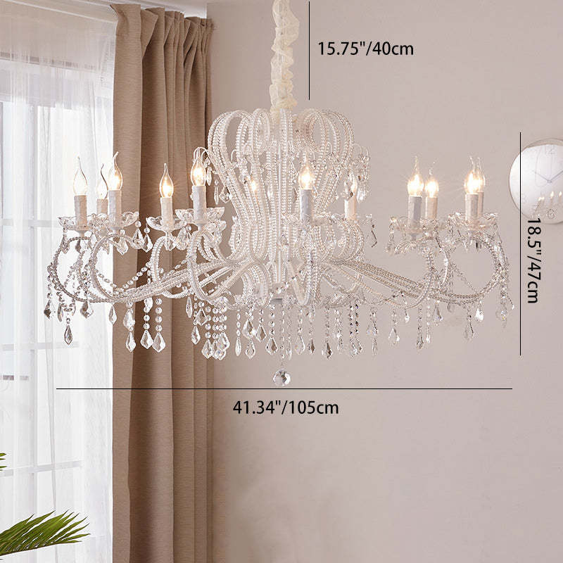 French Metal Glass Crystal Arched Candle Tassel Chandelier — 10 / 110V-120V For US/CA