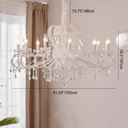 French Metal Glass Crystal Arched Candle Tassel Chandelier — 10 / 110V-120V For US/CA