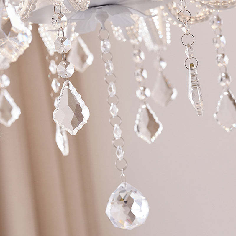 French Metal Glass Crystal Arched Candle Tassel Chandelier — 12 / 110V-120V For US/CA