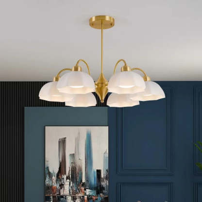 Nordic Iron Glass Floral Chandelier