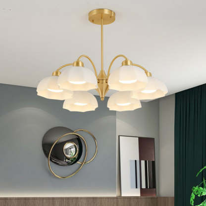 Nordic Iron Glass Floral Chandelier