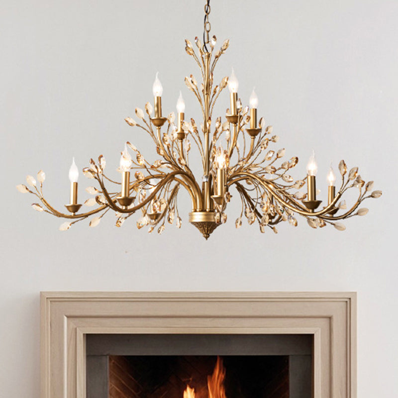 French Iron Crystal Branch Chandelier
