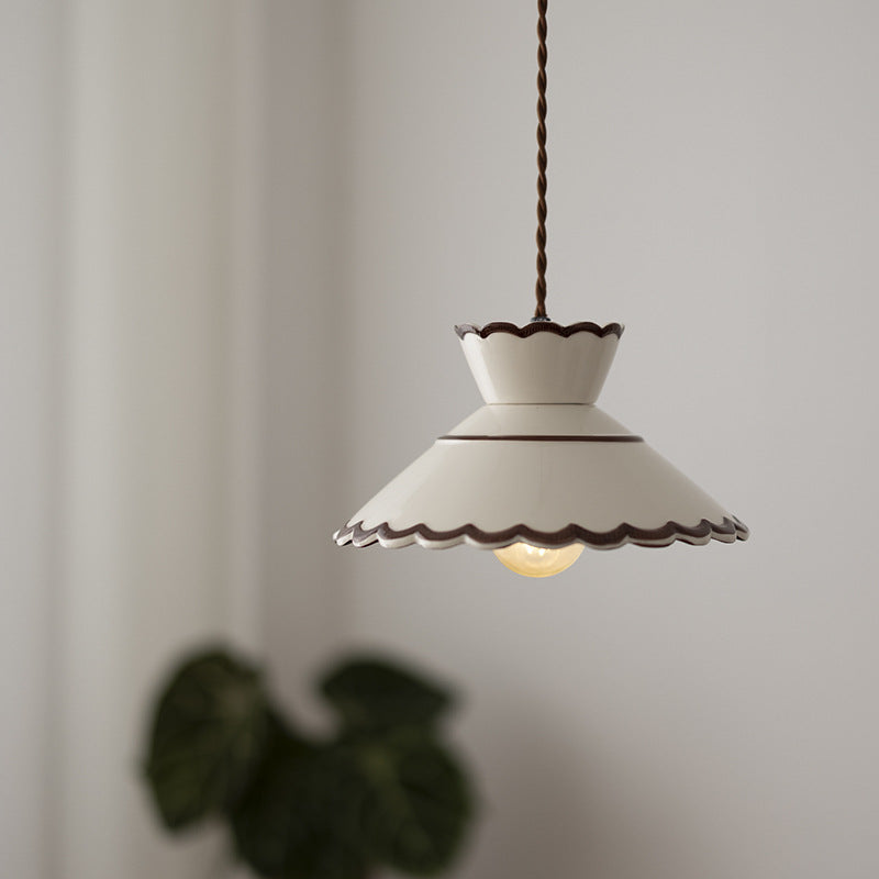 French Ceramic Iron Cone Pendant Light