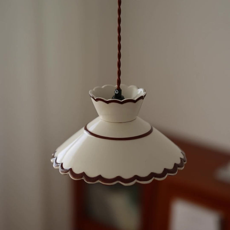 French Ceramic Iron Cone Pendant Light