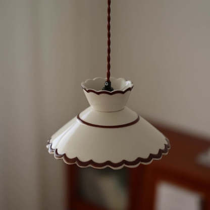 French Ceramic Iron Cone Pendant Light