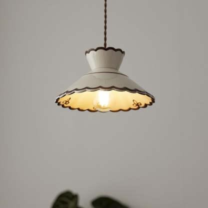 French Ceramic Iron Cone Pendant Light