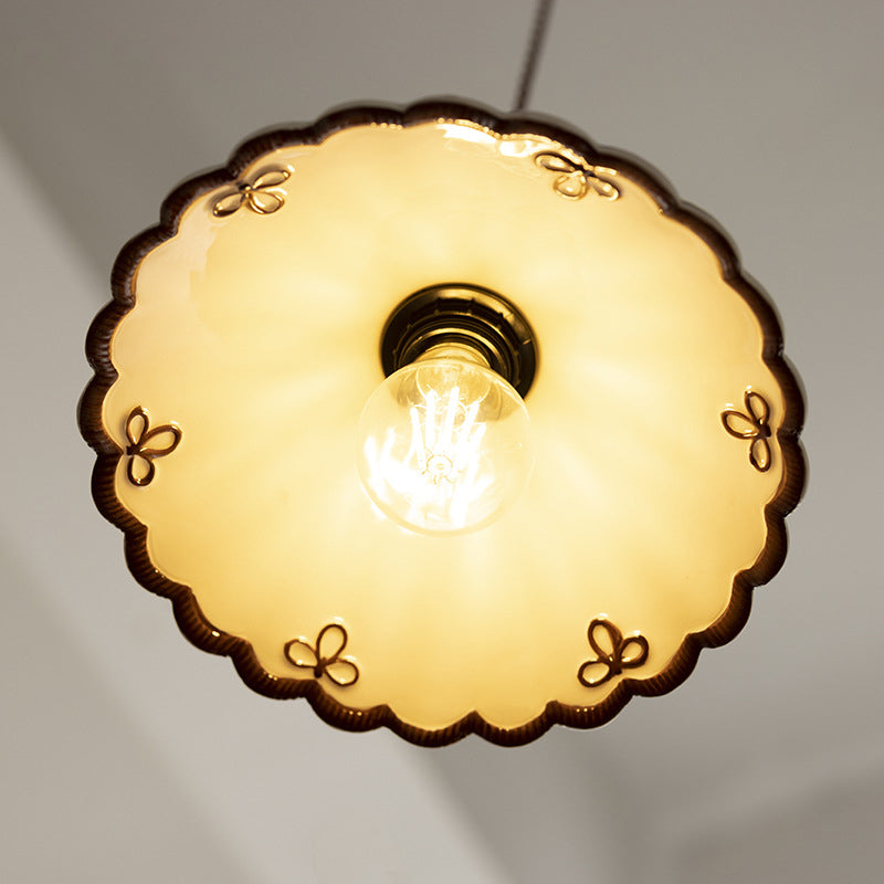 French Ceramic Iron Cone Pendant Light