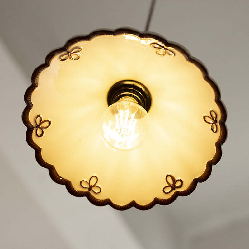 French Ceramic Iron Cone Pendant Light