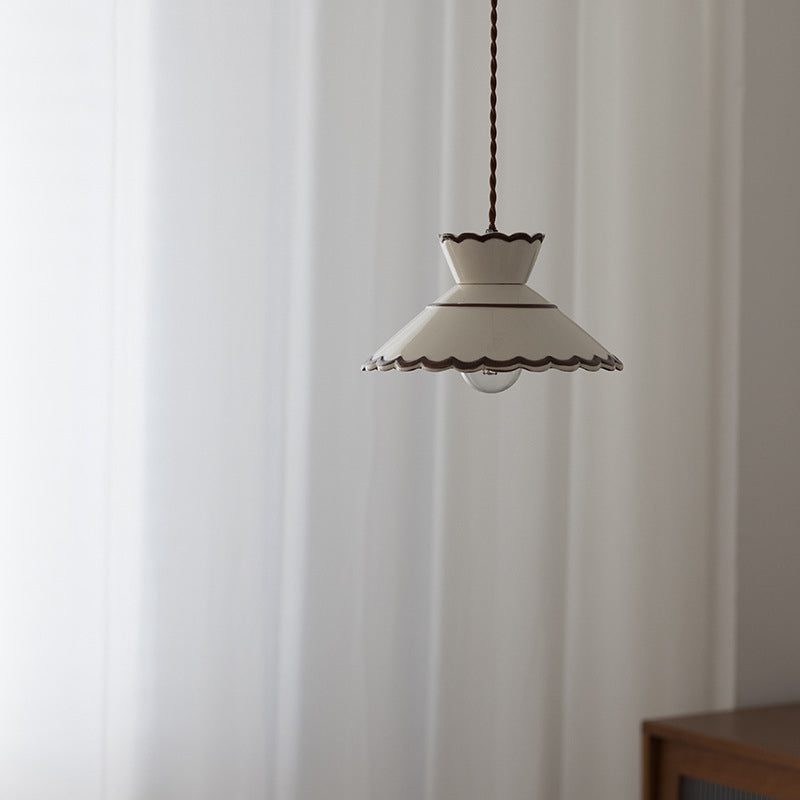 French Ceramic Iron Cone Pendant Light