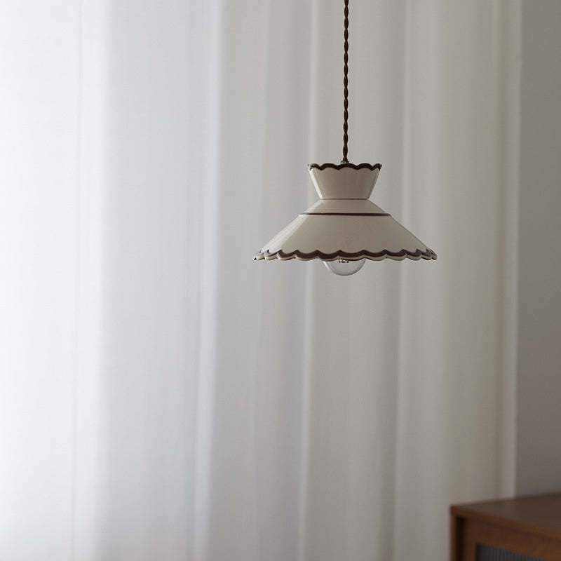 French Ceramic Iron Cone Pendant Light