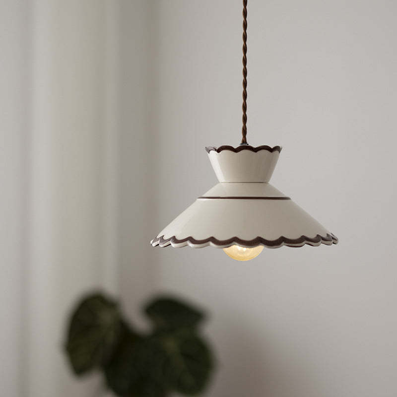French Ceramic Iron Cone Pendant Light