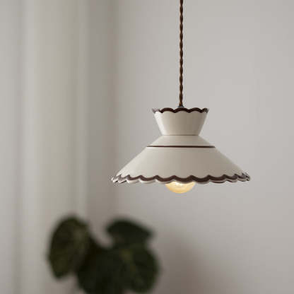 French Ceramic Iron Cone Pendant Light