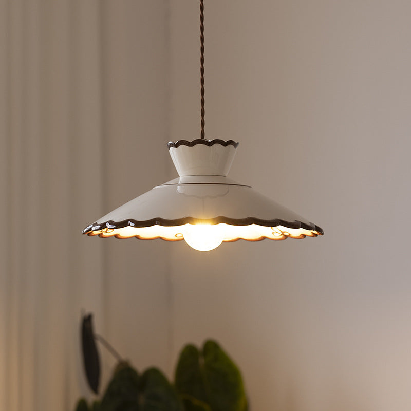 French Ceramic Iron Cone Pendant Light