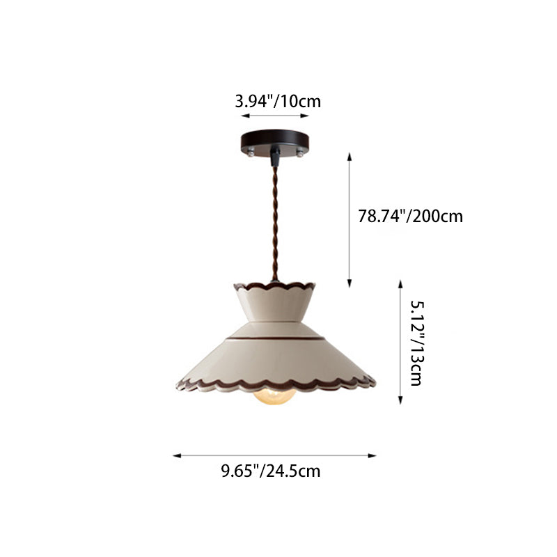French Ceramic Iron Cone Pendant Light