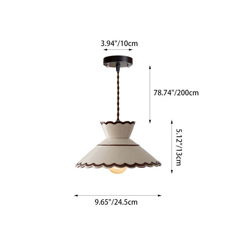 French Ceramic Iron Cone Pendant Light