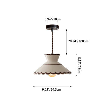 French Ceramic Iron Cone Pendant Light