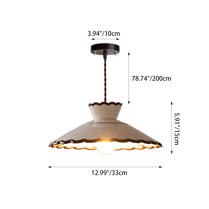 French Ceramic Iron Cone Pendant Light