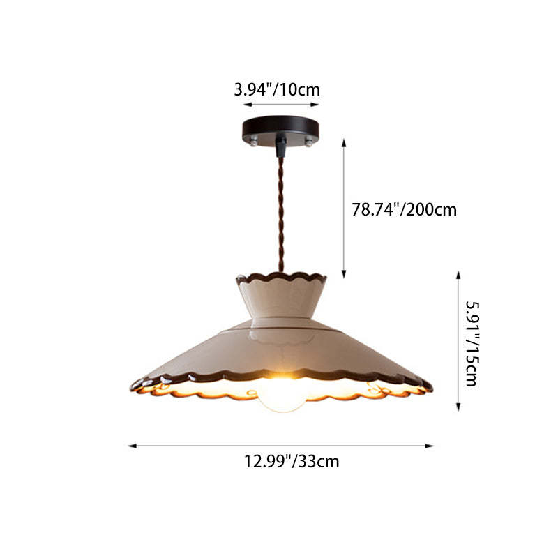 French Ceramic Iron Cone Pendant Light