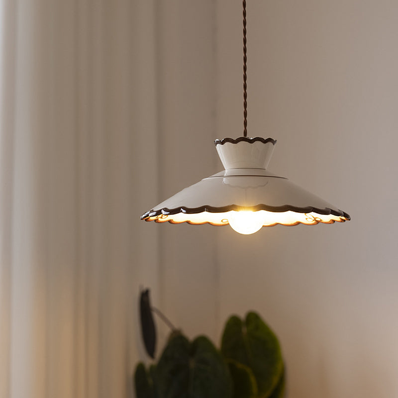 French Ceramic Iron Cone Pendant Light