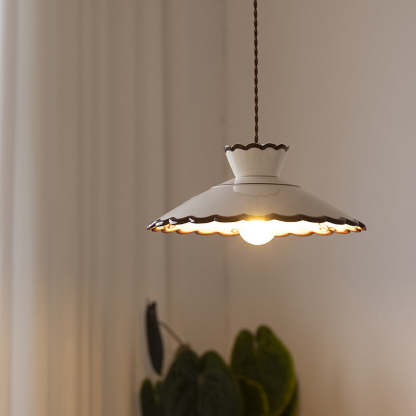 French Ceramic Iron Cone Pendant Light