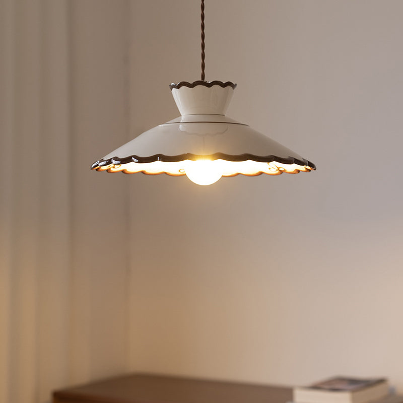 French Ceramic Iron Cone Pendant Light