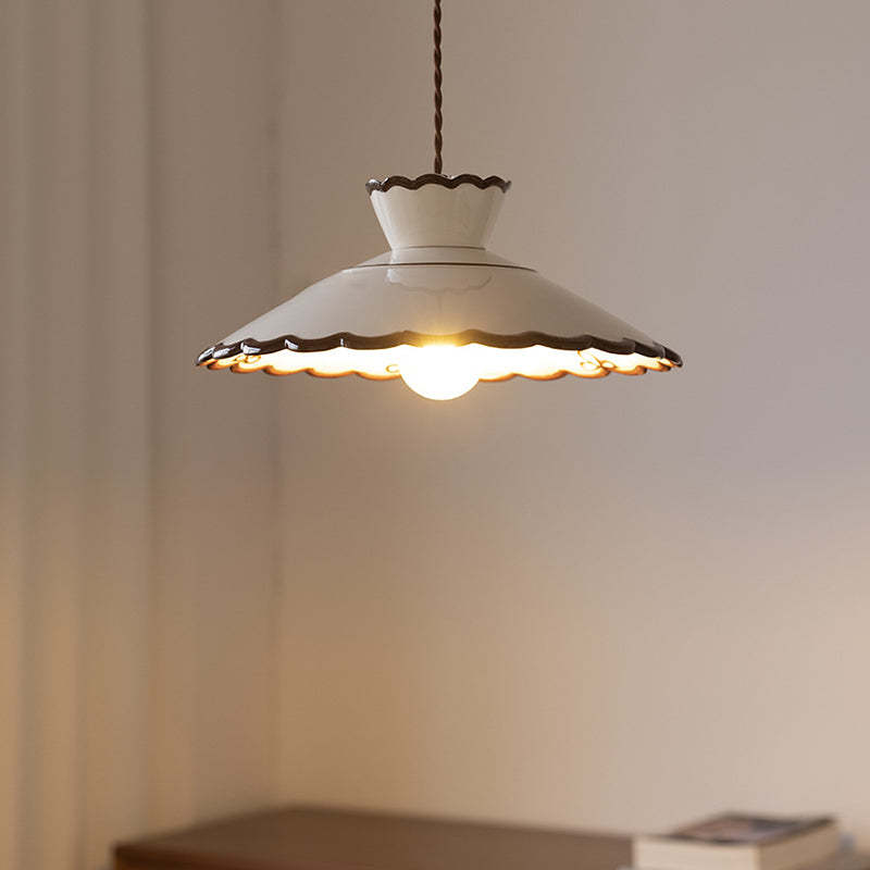 French Ceramic Iron Cone Pendant Light