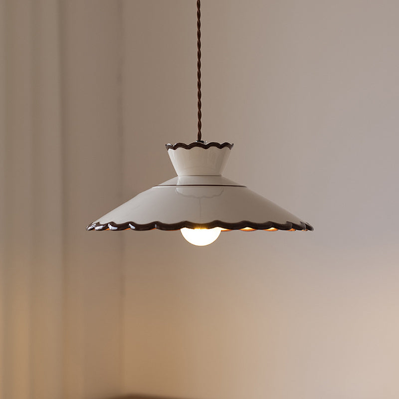 French Ceramic Iron Cone Pendant Light