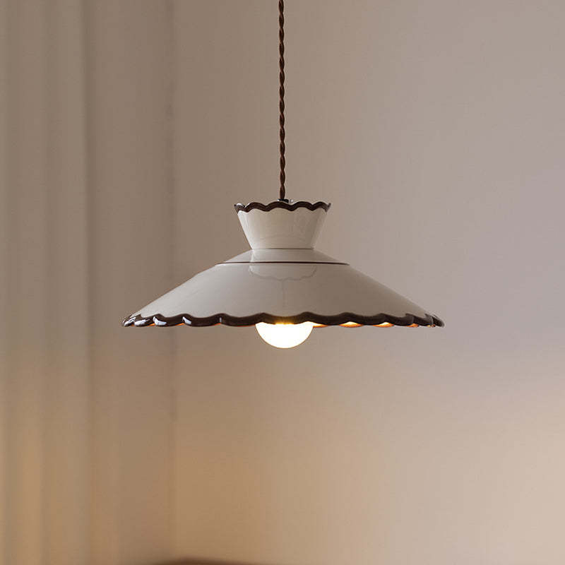 French Ceramic Iron Cone Pendant Light