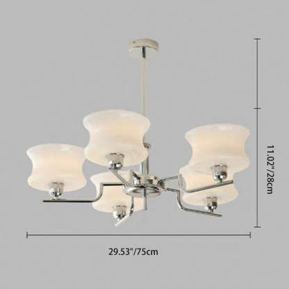 Mid-Century Metal Glass Round Chandelier — 3 / Gold Frame + White Lampshade / 110V-120V For US/CA