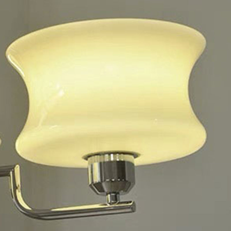 Mid-Century Metal Glass Round Chandelier — 3 / Gold Frame + Milky Yellow Lampshade / 110V-120V For US/CA