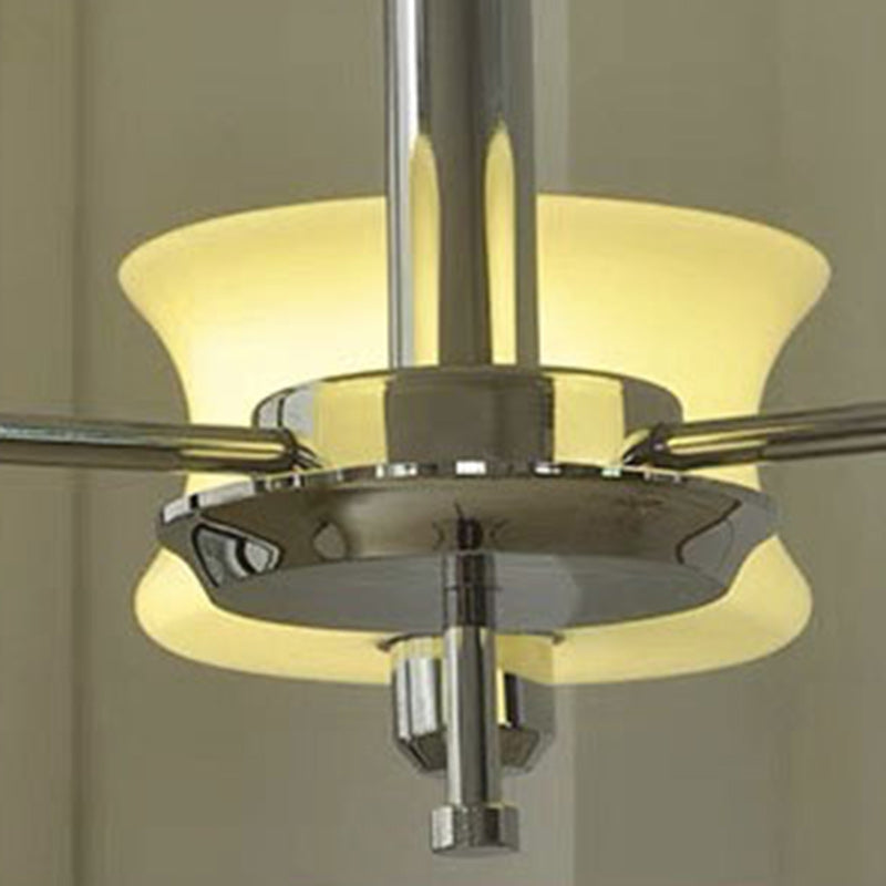 Mid-Century Metal Glass Round Chandelier — 3 / Gold Frame + Milky Yellow Lampshade / 220V-240V For UK/AU