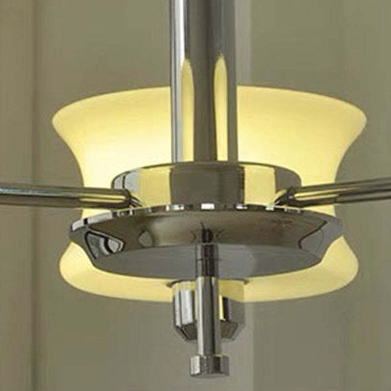 Mid-Century Metal Glass Round Chandelier — 3 / Gold Frame + Milky Yellow Lampshade / 220V-240V For UK/AU