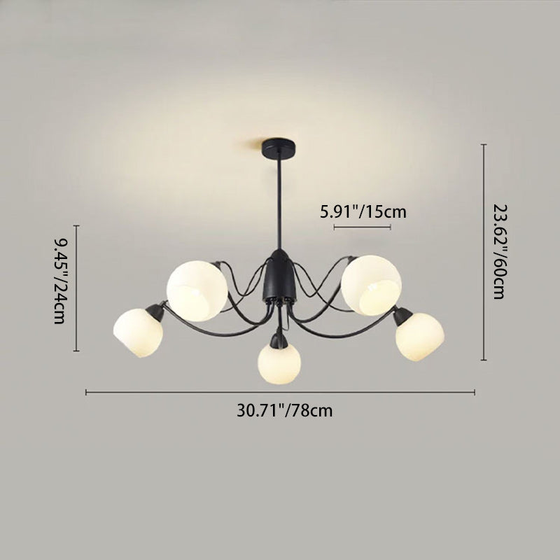 French Iron Glass Round Chandelier
