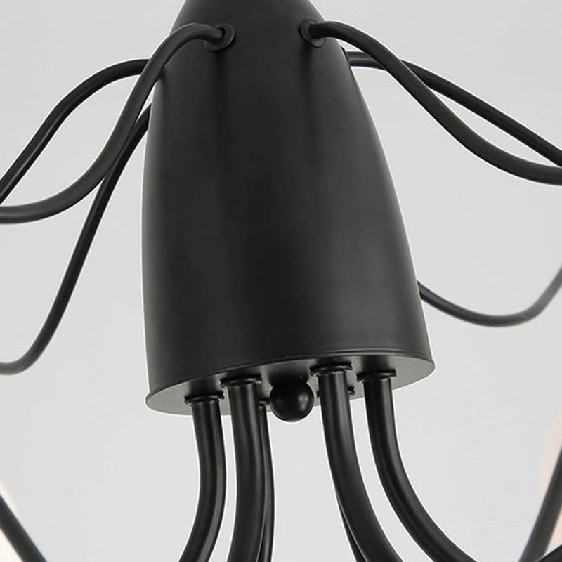 French Iron Glass Round Chandelier