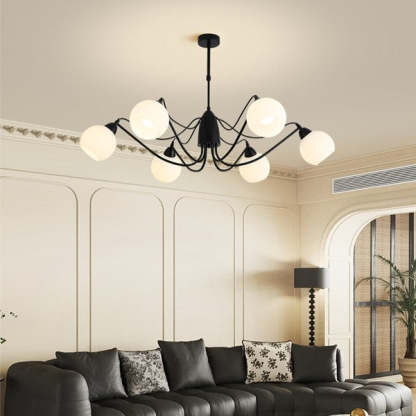 French Iron Glass Round Chandelier